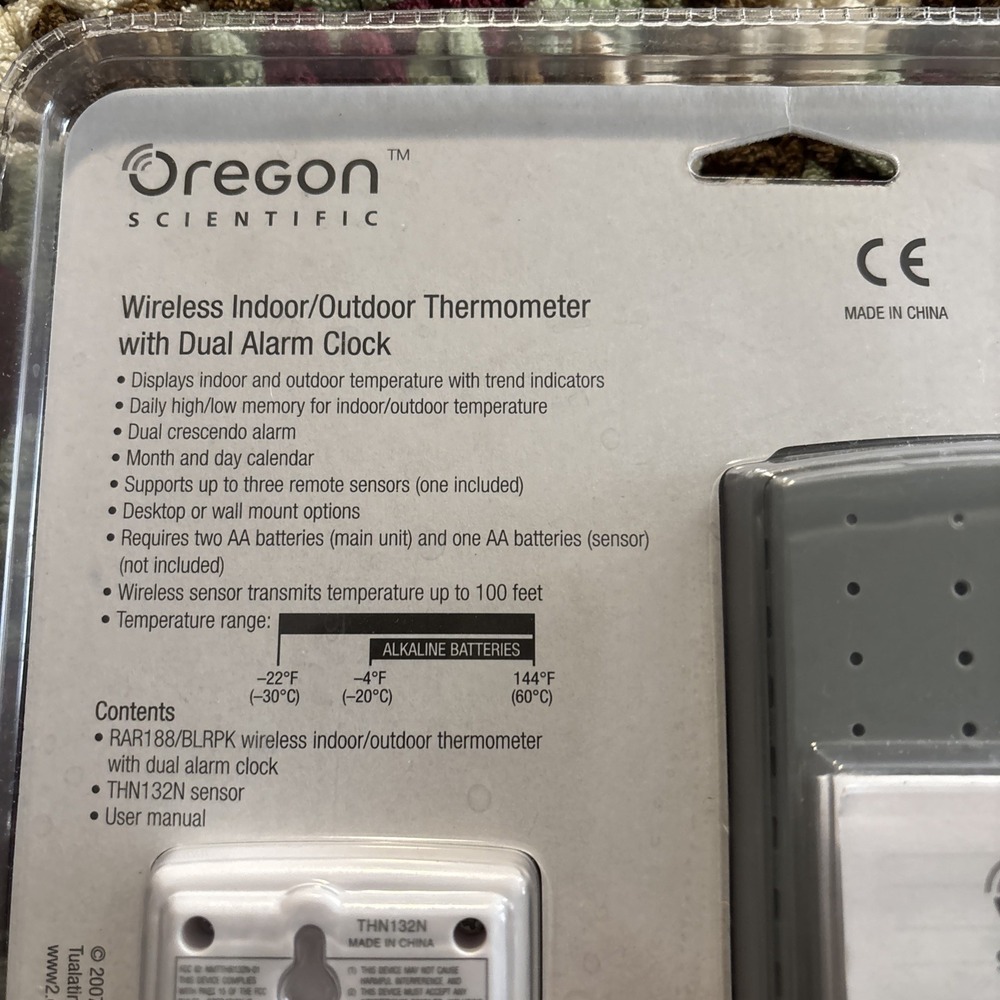 Oregon Scientific RAR188 Wireless Indoor Outdoor Thermometer Alarm Clock NEW NOS - Picture 8 of 11